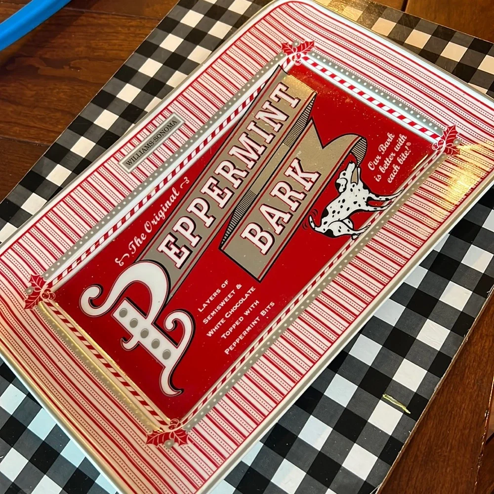 Williams Sonoma Ceramic Peppermint Bark Tray